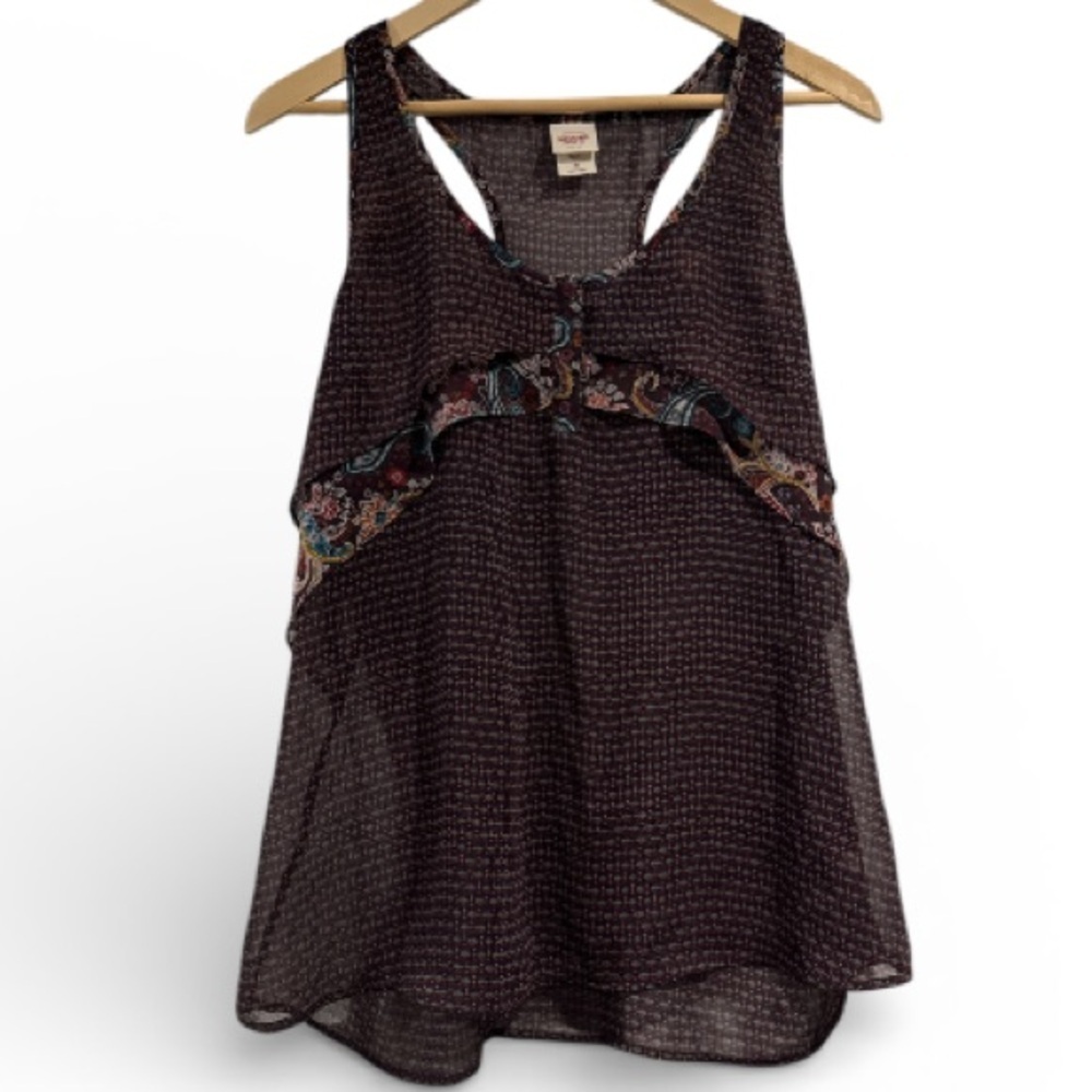 Mossimo Paisley Sleeveless Top semi sheer flowing XL tank top